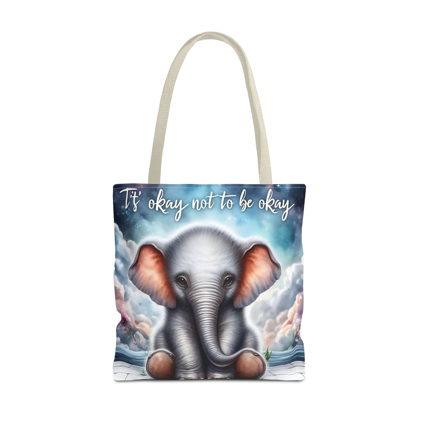 Bolsa de mano con elefante “Está bien no estar bien”: un suave recordatorio con un diseño delicado y caprichoso.