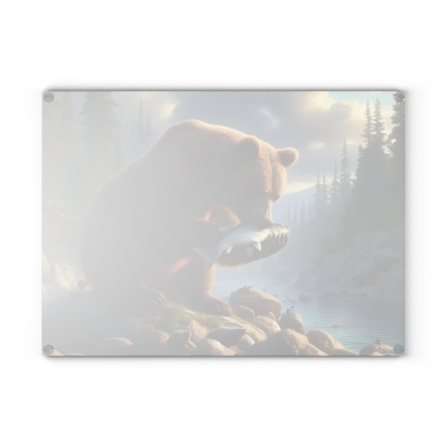 🐻🌲 Bear & Salmon River Cutting Board – Nature’s Wild Elegance for Your Kitchen 🌲🐻