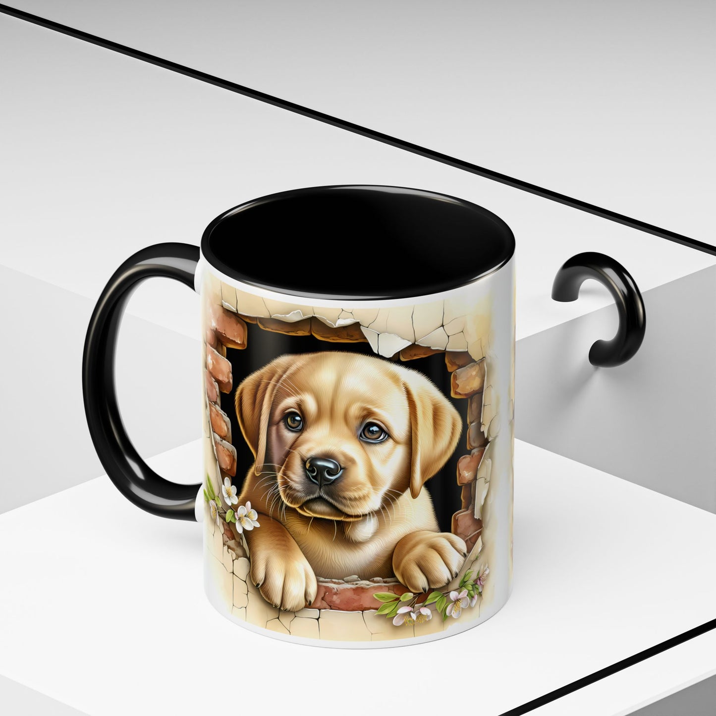 🐶☕ Labrador Puppy Peek Accent Mug – Sweet Yellow Lab Lover Gift ✨💛