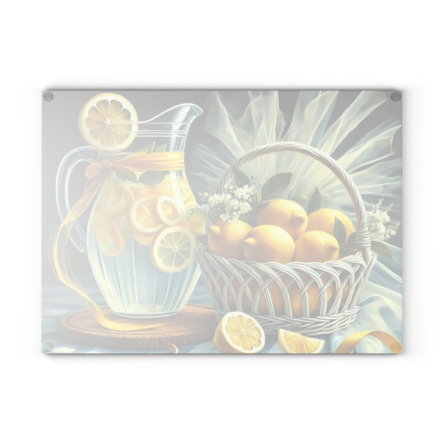 Tabla de cortar de limón, decoración de cocina cítrica, estilo rústico de granja, tabla de cortar de vidrio, decoración de cocina de verano, diseño de limón fresco, idea de regalo