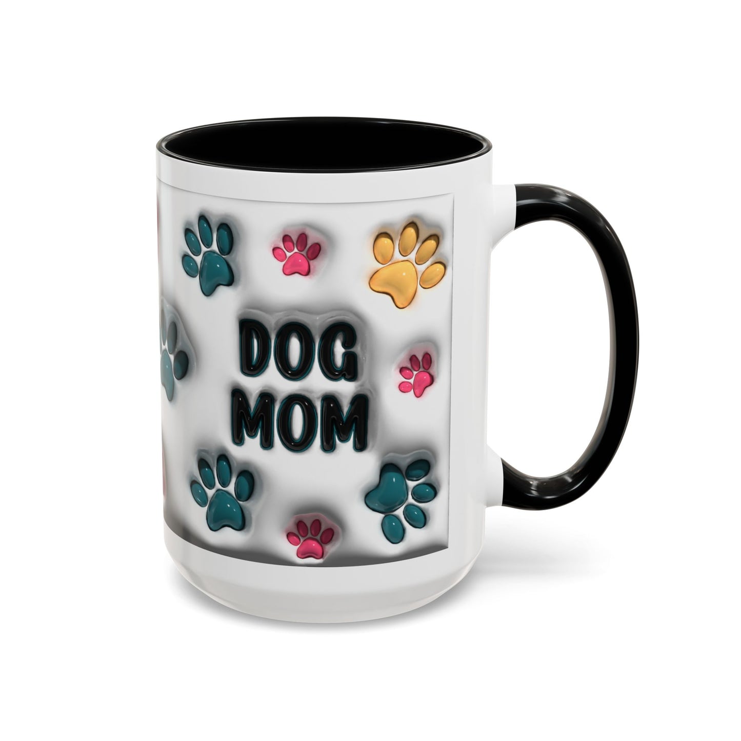 Dog Mom Accent Mug – Colorful Paw Print Cup for Proud Pet Parents
