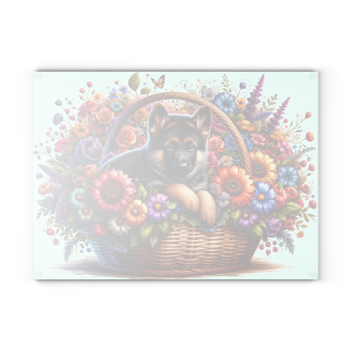 🐾🌼 German Shepherd in Bloom Cutting Board – Rustic Elegance for Your Kitchen 🌸