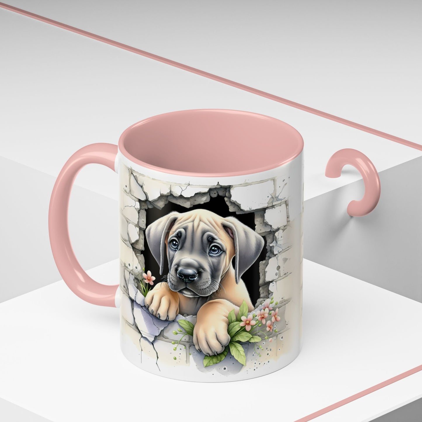 🐾 Great Dane Puppy Accent Mug – Sweet Peek-Through Puppy Design ☕💛