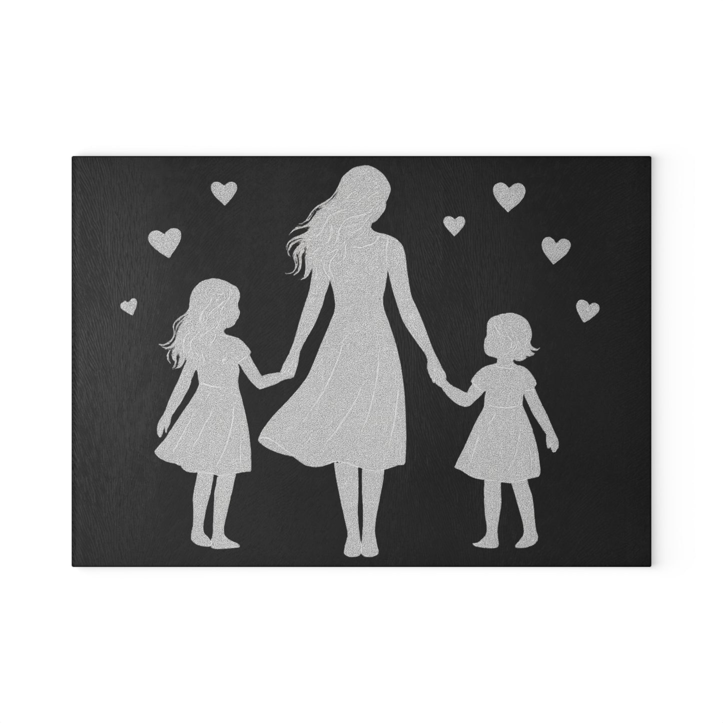 👩‍👧‍👧✨ Motherhood Silhouette Cutting Board – Heartfelt Love for Your Kitchen 💖🌸