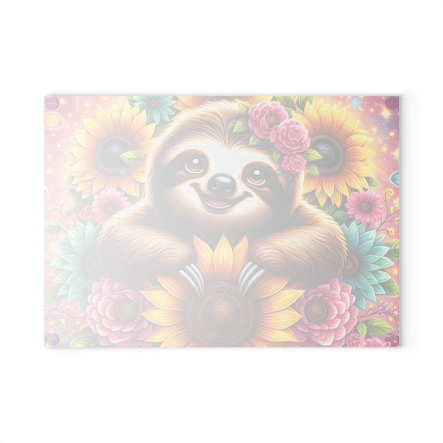 🦥 Sunflower Sloth Cutting Board – Whimsical Blooms for Your Kitchen 🌻