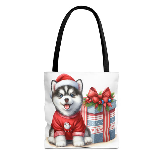 🎁 Christmas Husky Tote Bag – Festive Pup & Holiday Cheer in Every Carry 🎄