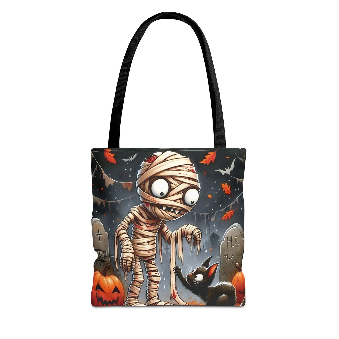🎃 Mummy & Black Cat Halloween Tote Bag – Spooky Cute & Perfect for Trick-or-Treating 🖤🛍️