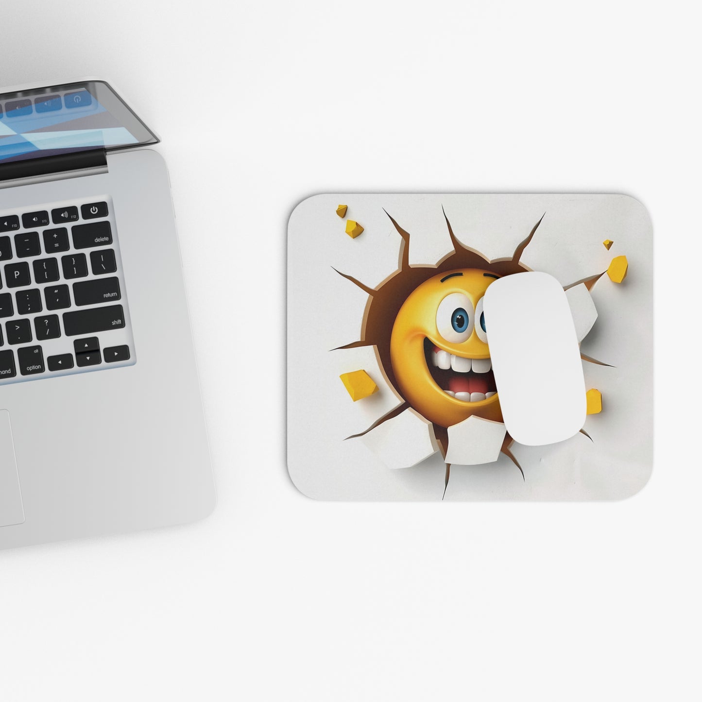 🖱️😄🧱 3D Smash Emoji Mouse Pad – Big Happy Face Bursting Through the Wall