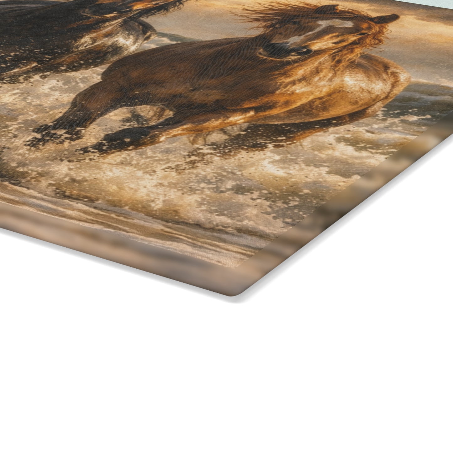 Running Horses on the Beach Glass Cutting Board – Coastal Horse Lover Farmhouse Kitchen Decor