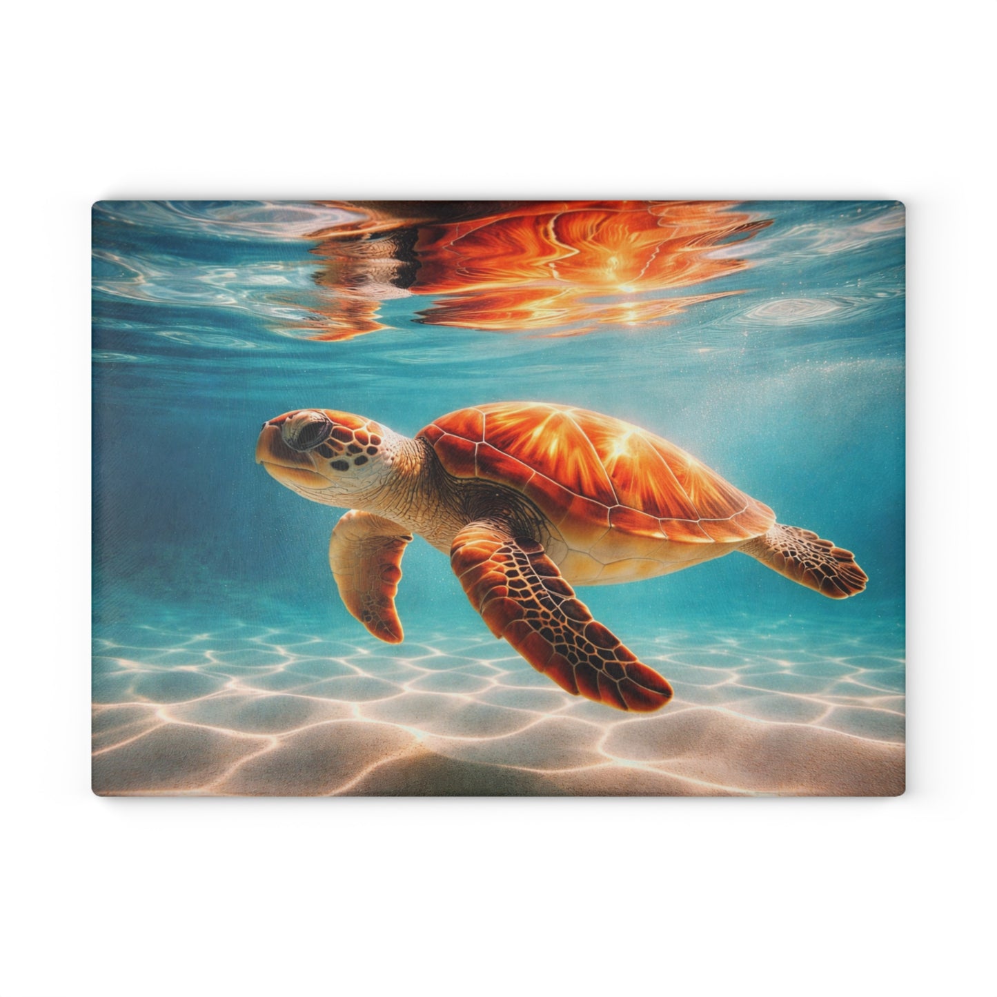 Grace of the Sea Glass Cutting Board – Serene Sea Turtle Ocean Artwork