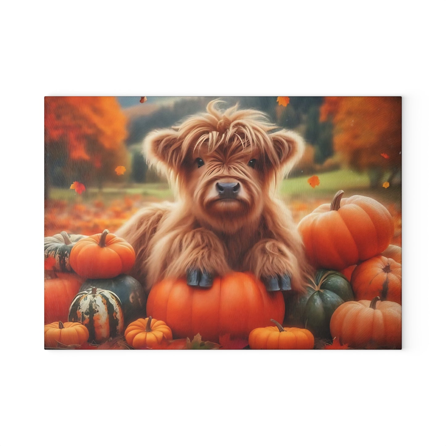 🍂🐮 Autumn Highland Calf Cutting Board – Rustic Fall Charm for Your Farmhouse Kitchen 🎃🍁