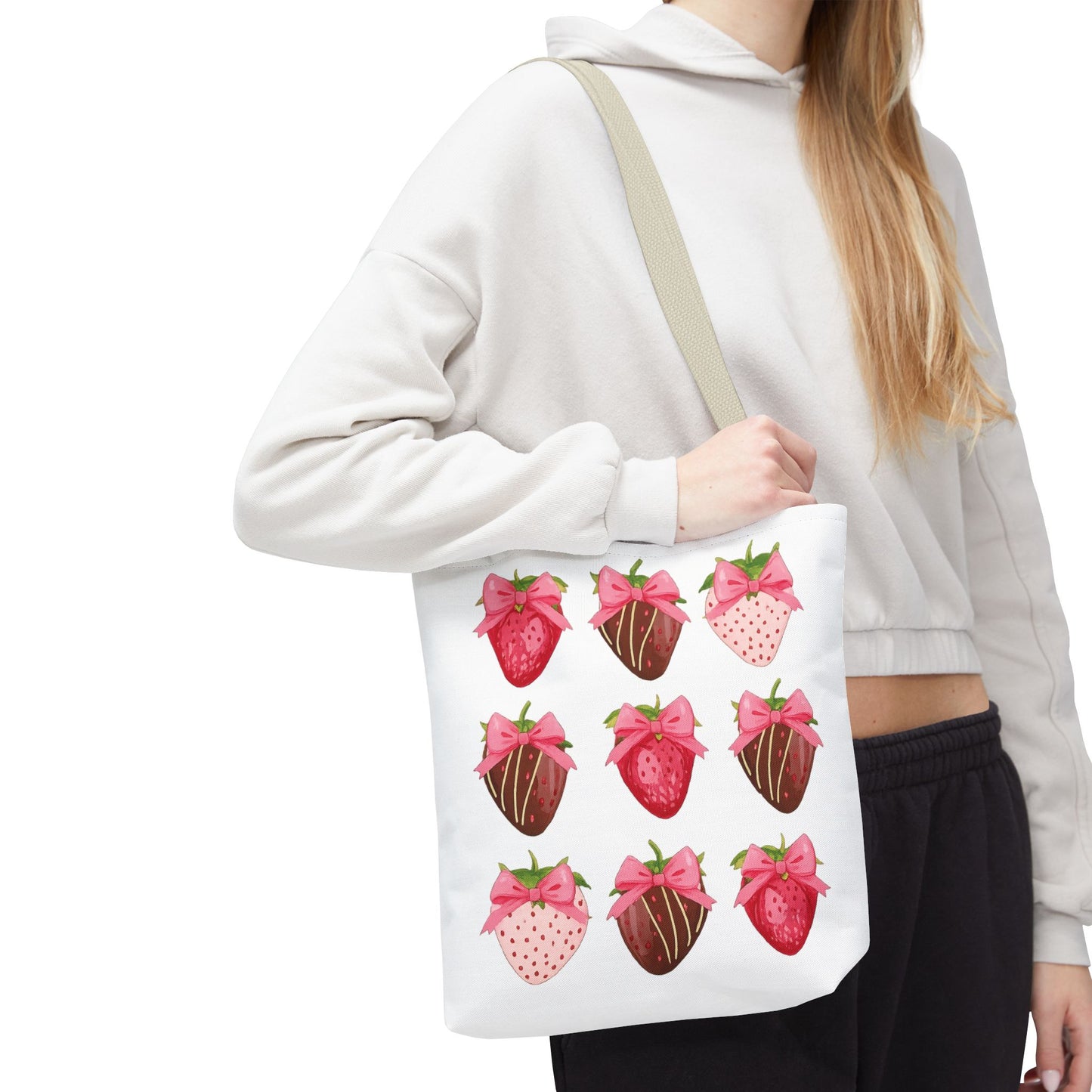 🍓 Chocolate-Covered Strawberry Tote Bag – Sweet, Stylish & Practical 🍫