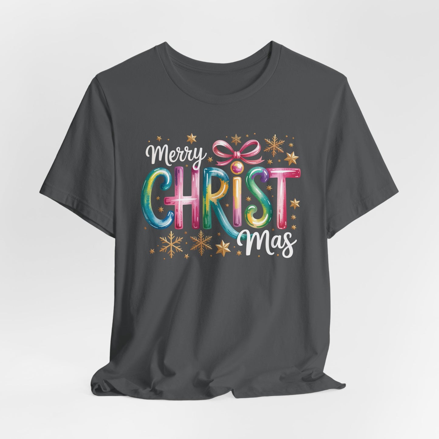 🎄✨ Merry Christmas Glow Lettering T-Shirt – Festive & Bright Holiday Style 🎁🌟