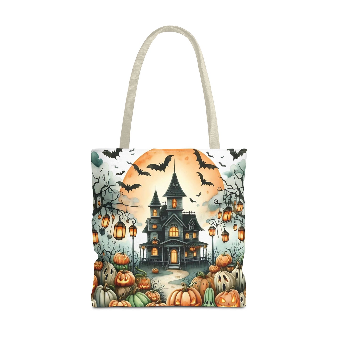🏚️ Haunted House Halloween Tote Bag – Spooky Nights & Pumpkin Delights 🎃🖤