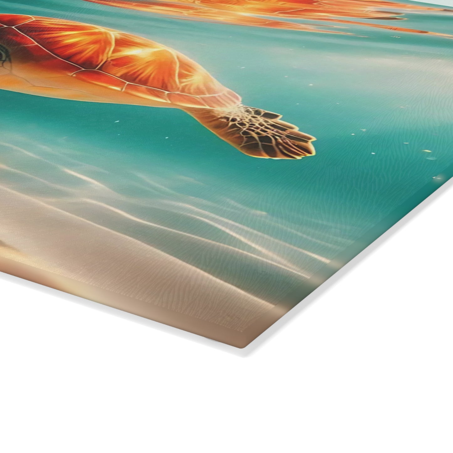🐢🌅 Sea Turtle Sunset Reflection Cutting Board – Ocean Serenity for Your Kitchen 🌊✨