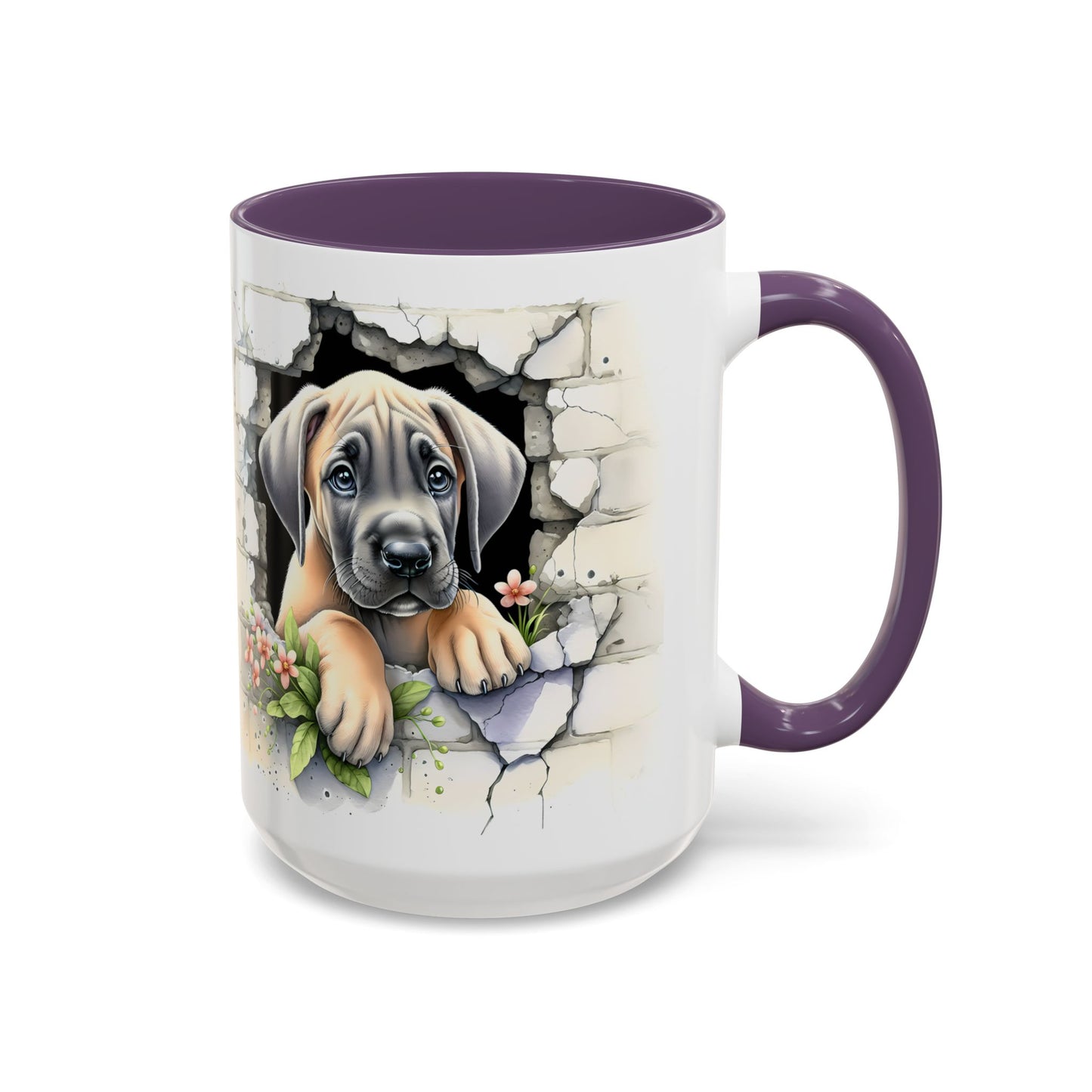 🐾 Great Dane Puppy Accent Mug – Sweet Peek-Through Puppy Design ☕💛