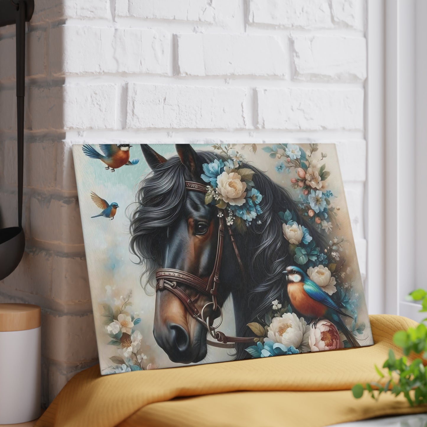 Hermosa tabla de cortar de caballo, tabla de cortar de vidrio templado, tabla de charcutería, tabla de cortar, regalo de inauguración de la casa, tabla de cortar personalizada