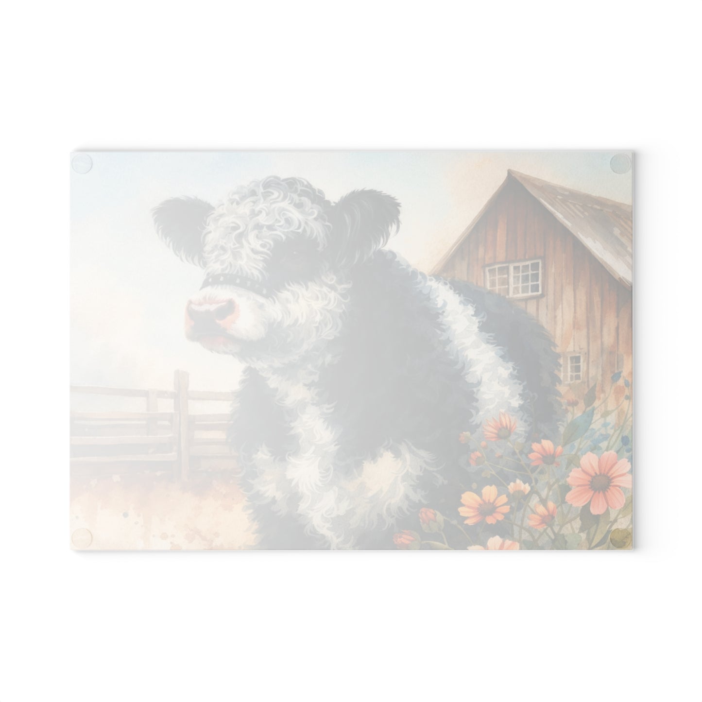 Oreo Cow Glass Cutting Board – Rustic Farmhouse Kitchen Deco