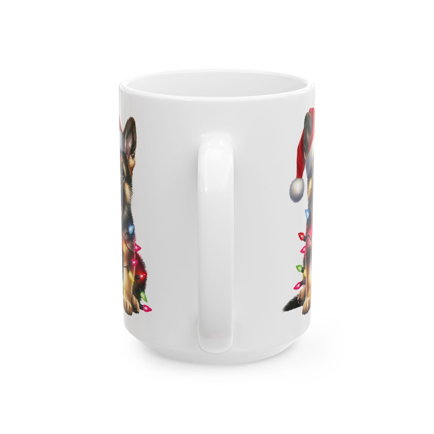 🎄 German Shepherd Christmas Lights Mug – Santa Paws & Holiday Cheer in Every Sip 🐾