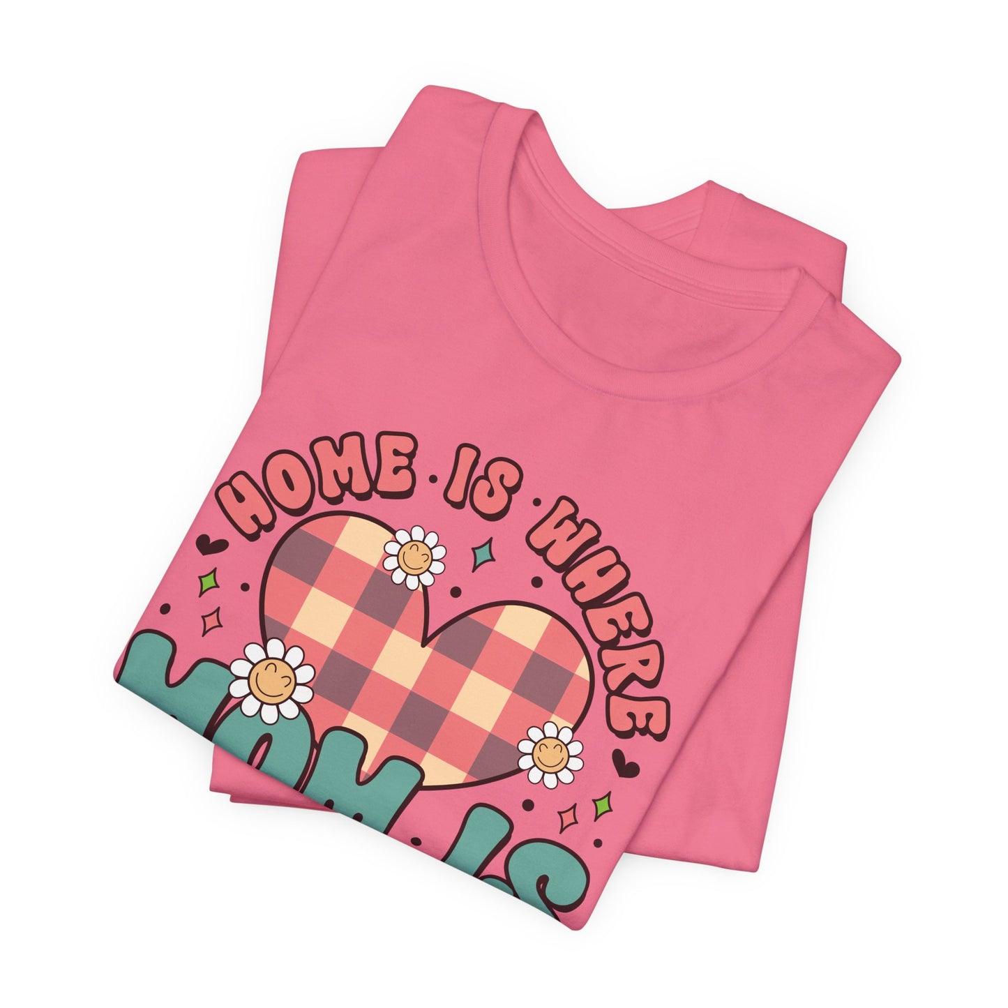 💐 Home Is Where Mom Is – Heart & Daisy Mom T-Shirt 🌸