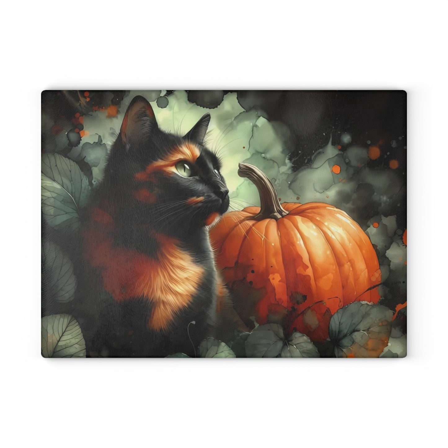 🖤🎃 Spooky Black Cat & Pumpkin Cutting Board – Haunted Elegance for Your Kitchen 🎃🖤