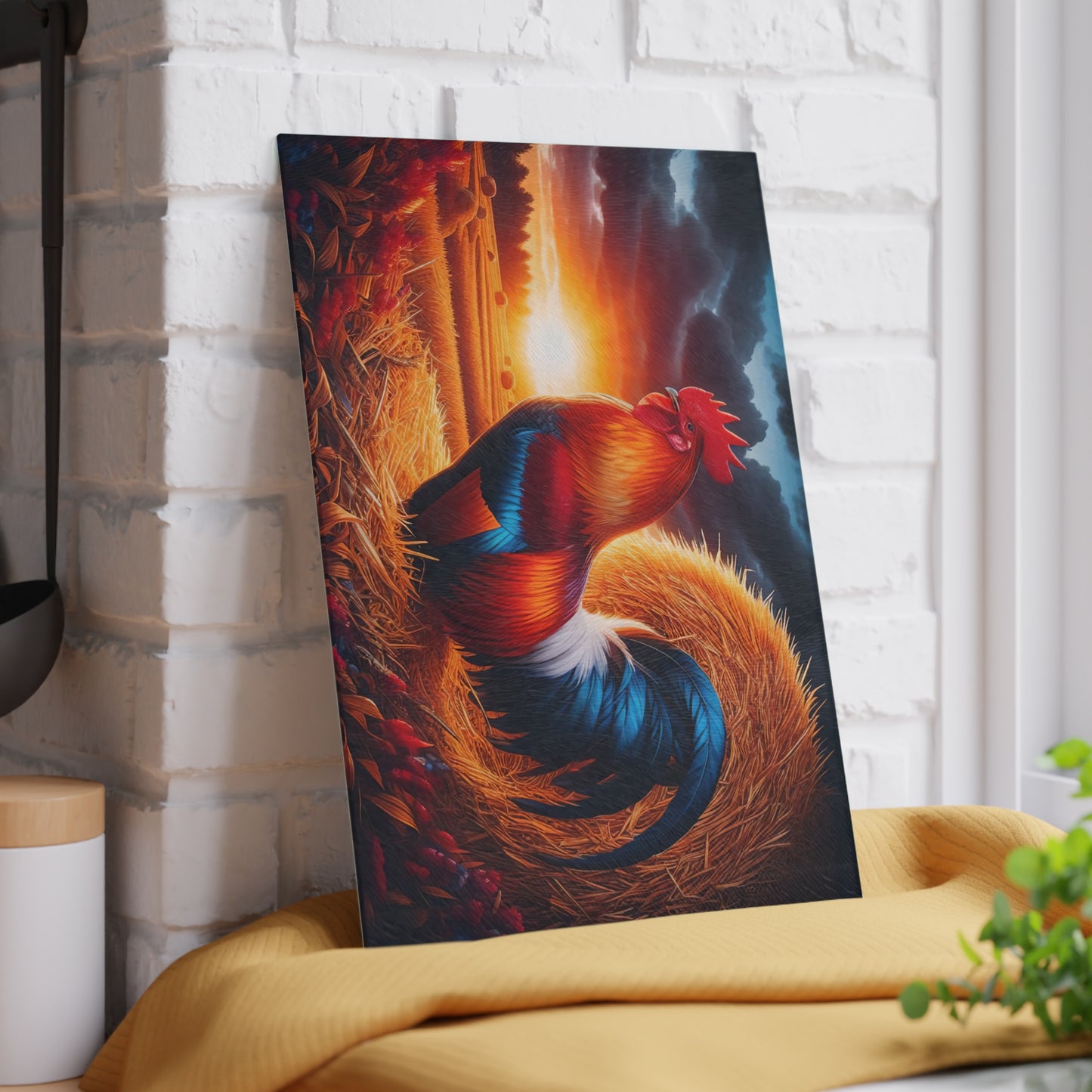 🐓🌅 Sunrise Rooster Cutting Board – Bold Farmhouse Charm for Your Kitchen 🌅🐓