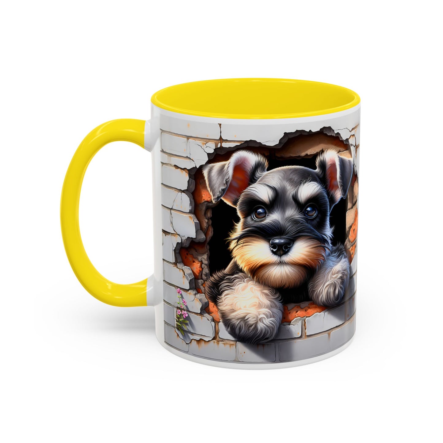 🎀🐶 Schnauzer Puppy Accent Mug – Cute Peek-Through Dog Design for Animal Lovers ☕💖