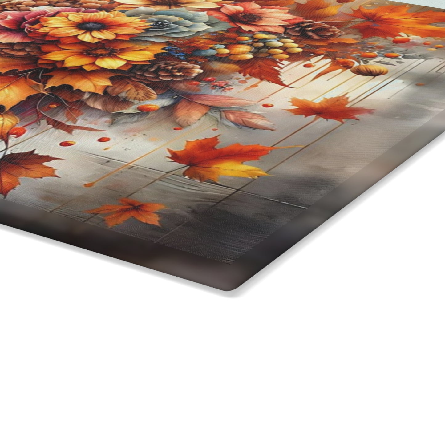 🍁🌻 Autumn Leaves & Blooms Cutting Board – Seasonal Elegance for Your Kitchen 🍂🌾