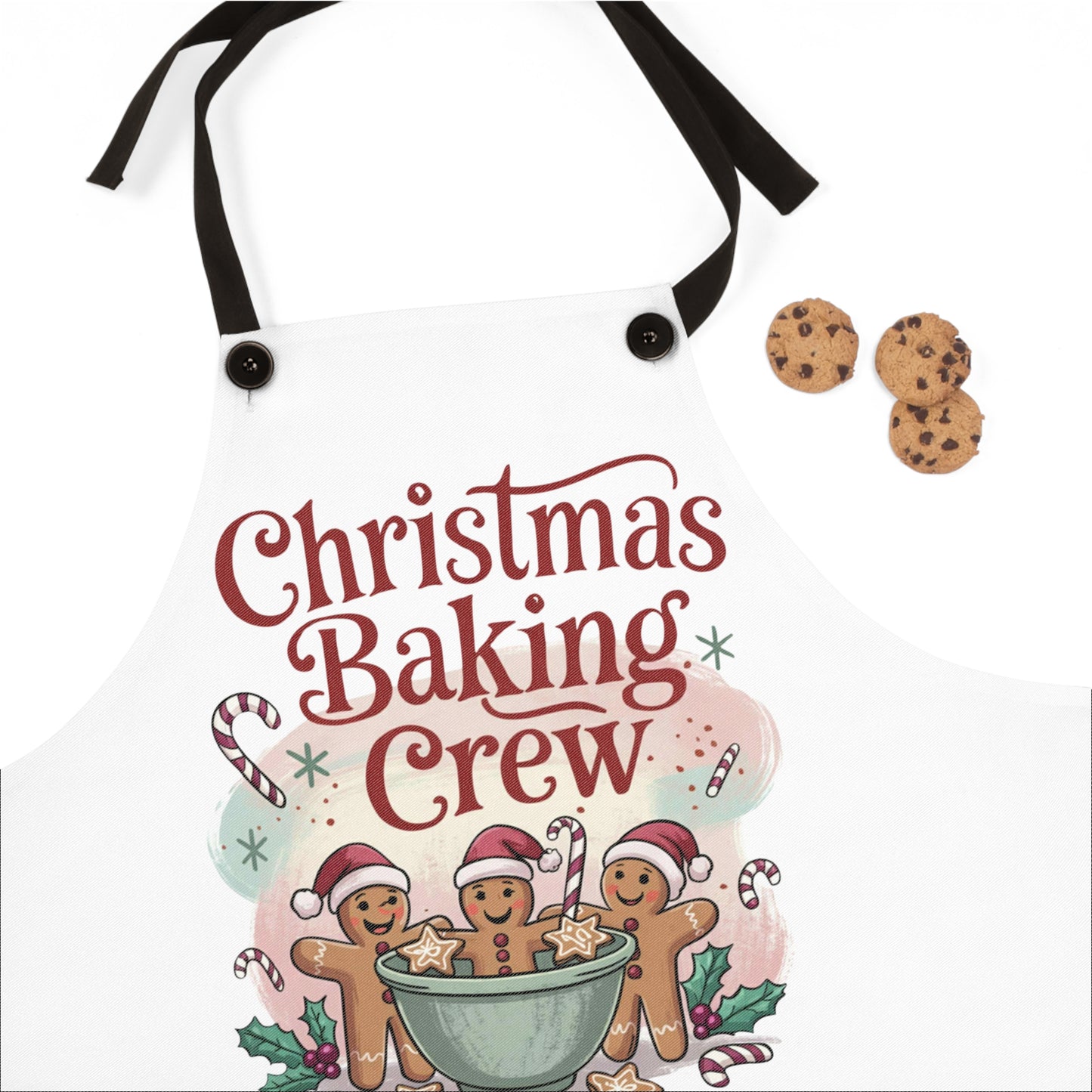 🎄🍪 “Christmas Baking Crew” Apron – Gingerbread Helpers & Candy Cane Cheer