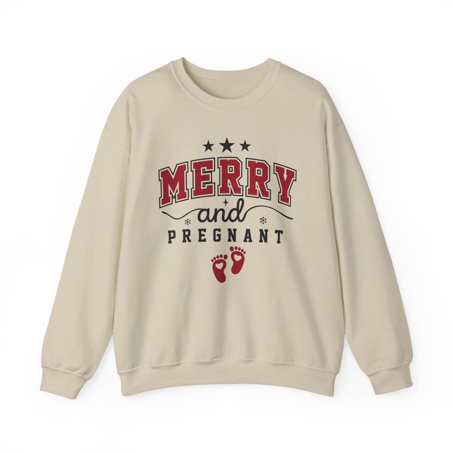 🎄👣 Merry Little Kicking Feet Christmas Maternity Sweatshirt – Cute Holiday Pregnancy Crewneck