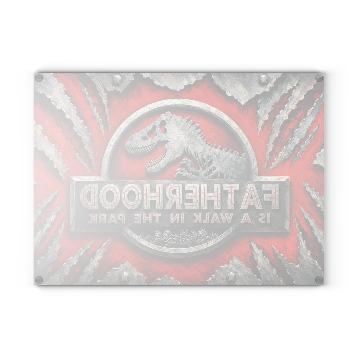 Dinosaur Dad Glass Cutting Board – Funny Father’s Day Gift, Prehistoric Dinosaur Kitchen Decor
