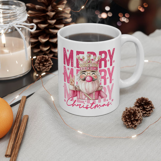 🎅💖 Pink Santa Christmas Mug – Merry Vibes with a Sparkly Twist 🎄✨