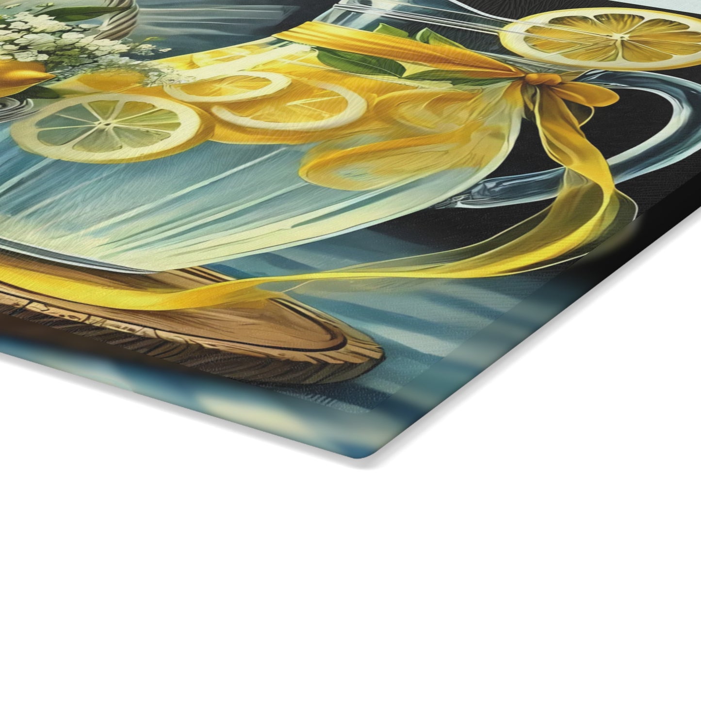Tabla de cortar de limón, decoración de cocina cítrica, estilo rústico de granja, tabla de cortar de vidrio, decoración de cocina de verano, diseño de limón fresco, idea de regalo