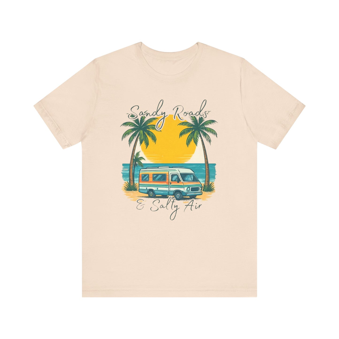 Camiseta Sandy Roads &amp; Salty Air: Camisa playera ligera para mujer para días costeros y ambiente veraniego.