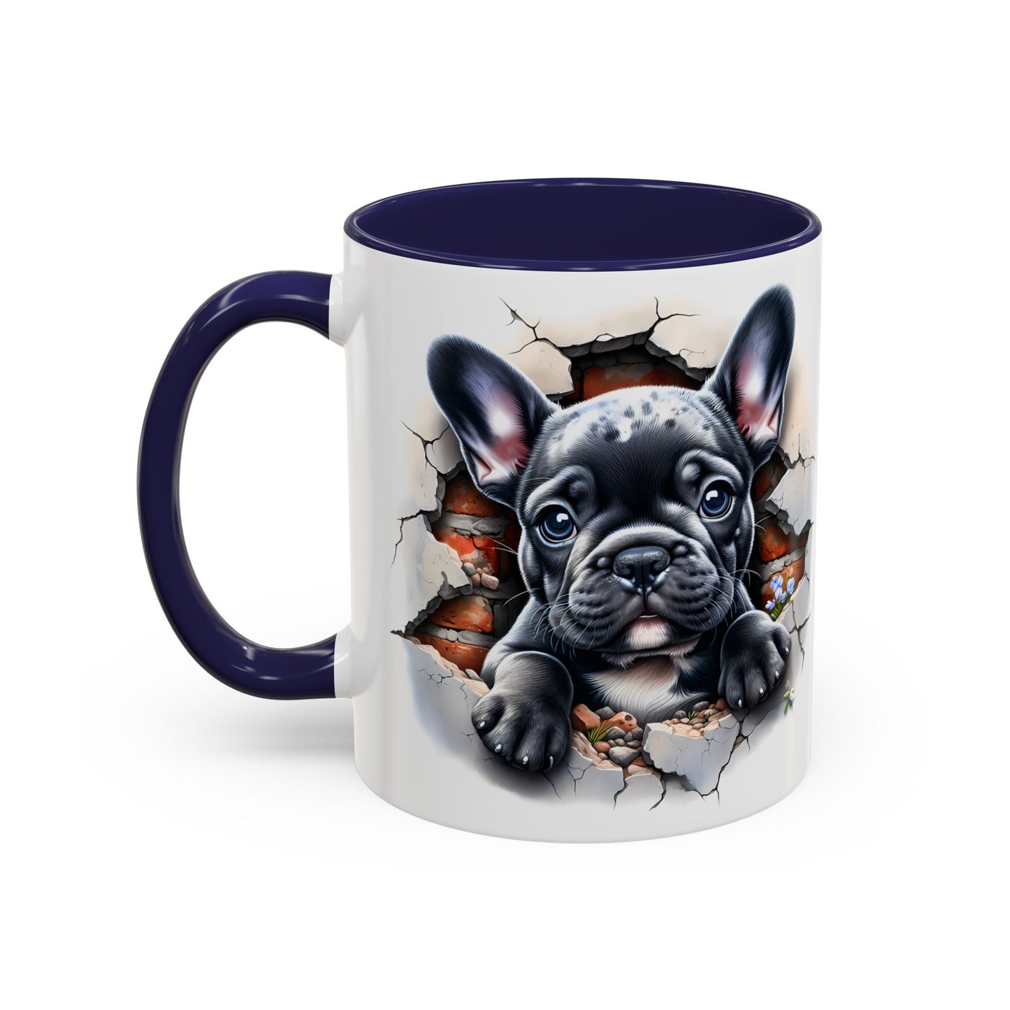 🐾🖤 Black French Bulldog Puppy Accent Mug – Cute Peek-Through Cup for Dog Lovers ☕✨