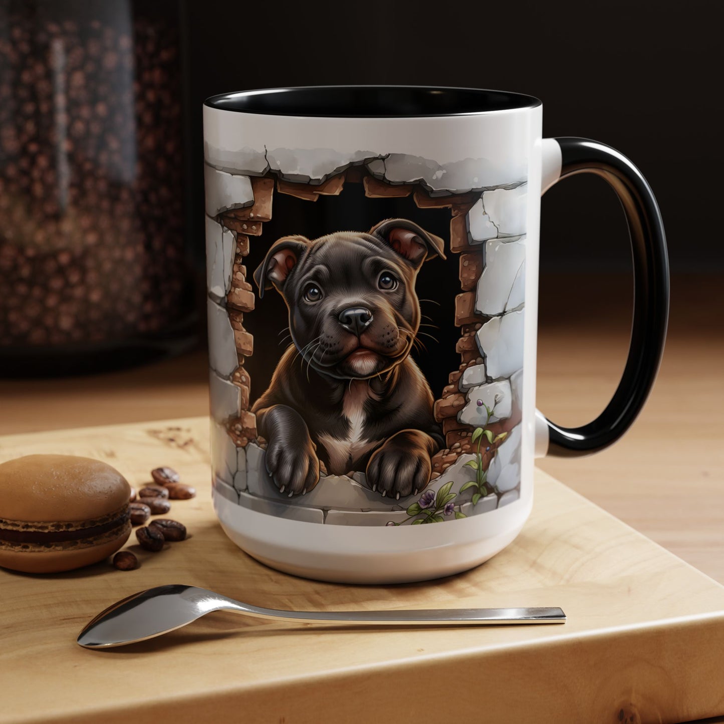 🐶☕ Pit Bull Puppy Accent Mug – Cute Breakthrough Pup Design ✨