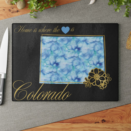 💙 Colorado Floral State Cutting Board – Mountain State Elegance with a Blue Sky Twist 🌲