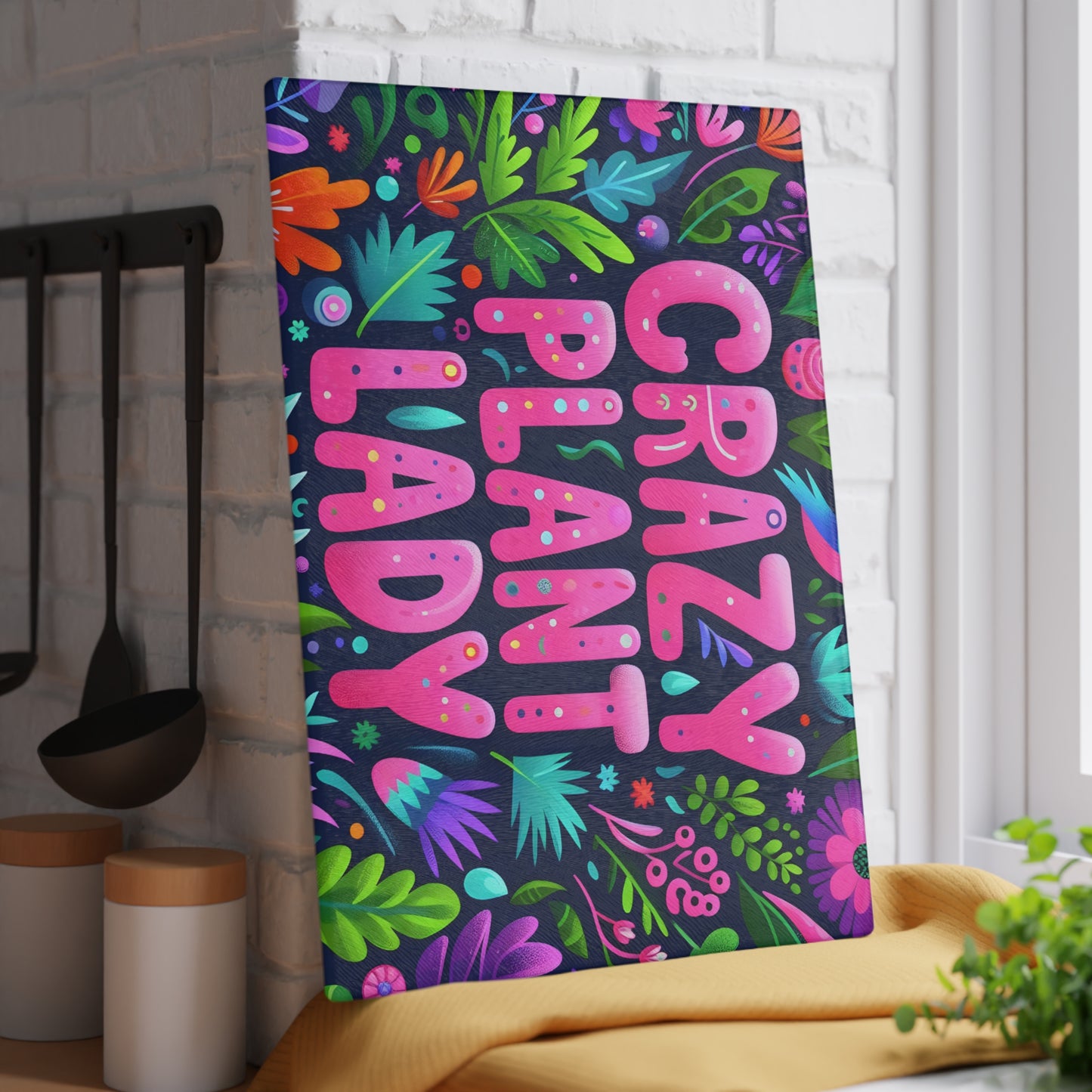 🌿 Crazy Plant Lady Cutting Board – Bold Style for Plant Lovers 🌸