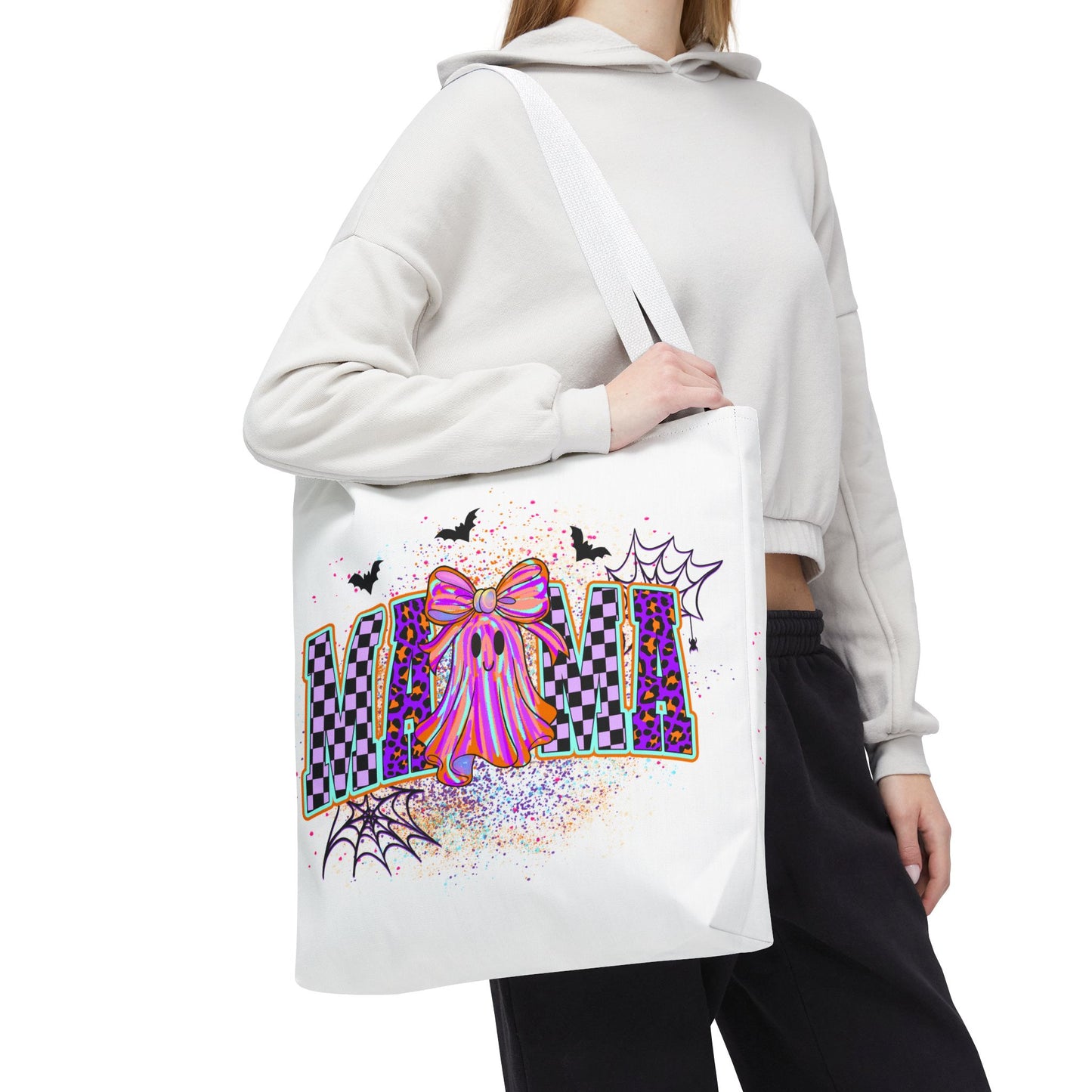 🎃 Colorful Mama Ghost Halloween Tote Bag – Spooky Fun with a Pop of Color 👻👜
