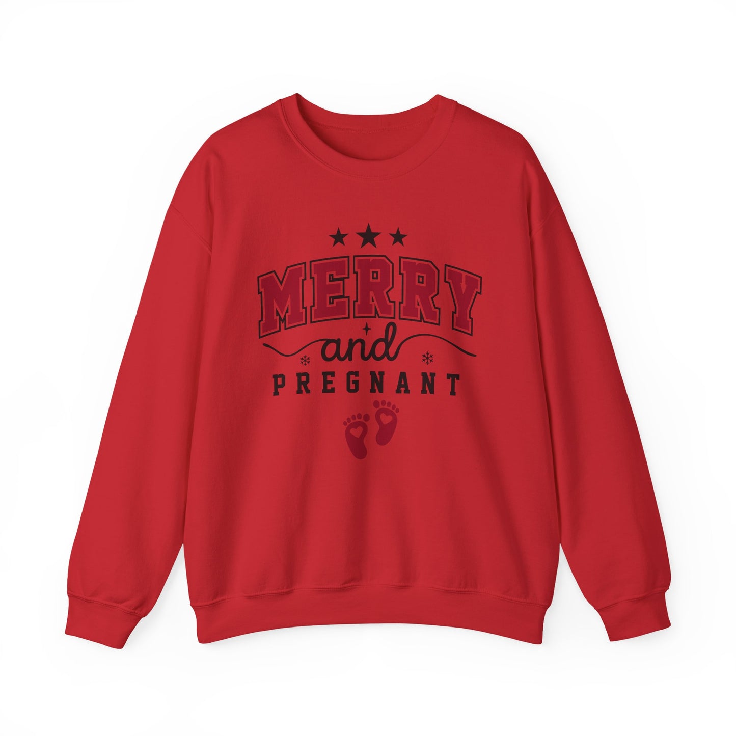 🎄👣 Merry Little Kicking Feet Christmas Maternity Sweatshirt – Cute Holiday Pregnancy Crewneck