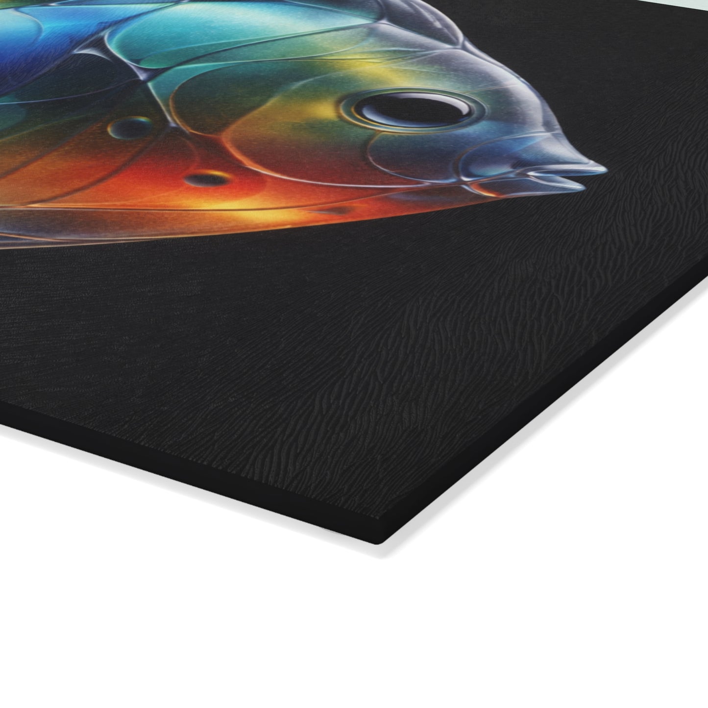 Rainbow Glow Glass Cutting Board – Stunning Discus Fish Artwork
