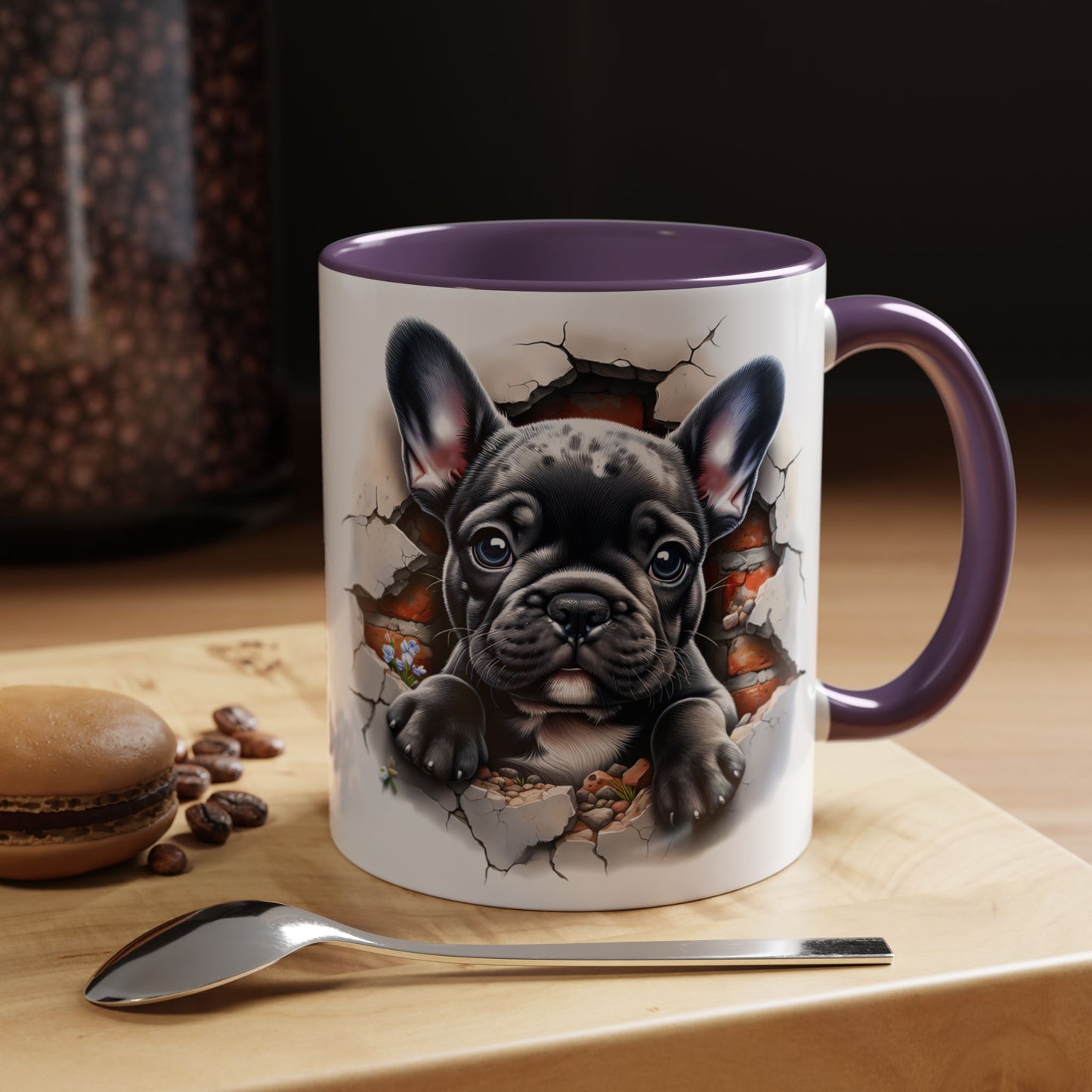 🐾🖤 Black French Bulldog Puppy Accent Mug – Cute Peek-Through Cup for Dog Lovers ☕✨