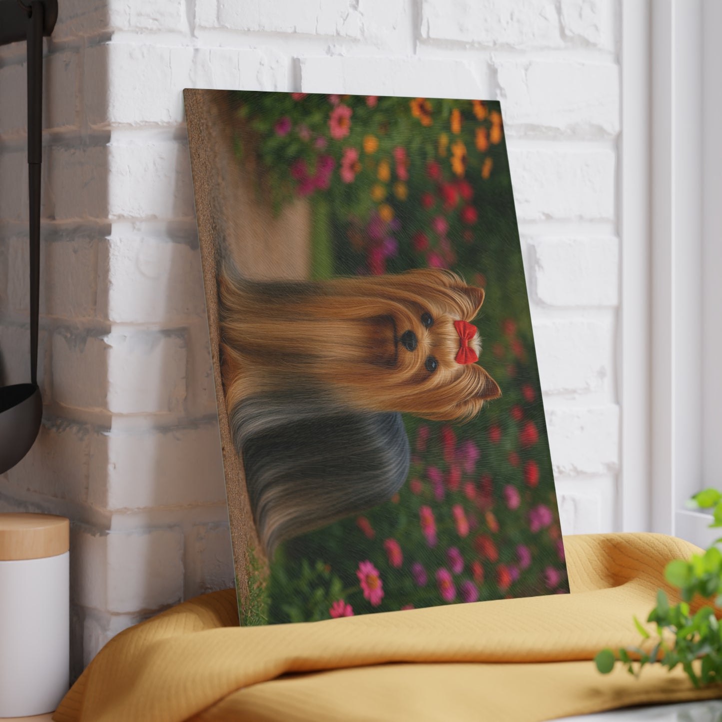 🐾🌸 Yorkie in Bloom Cutting Board – Elegant Floral Beauty for Your Kitchen 🌼