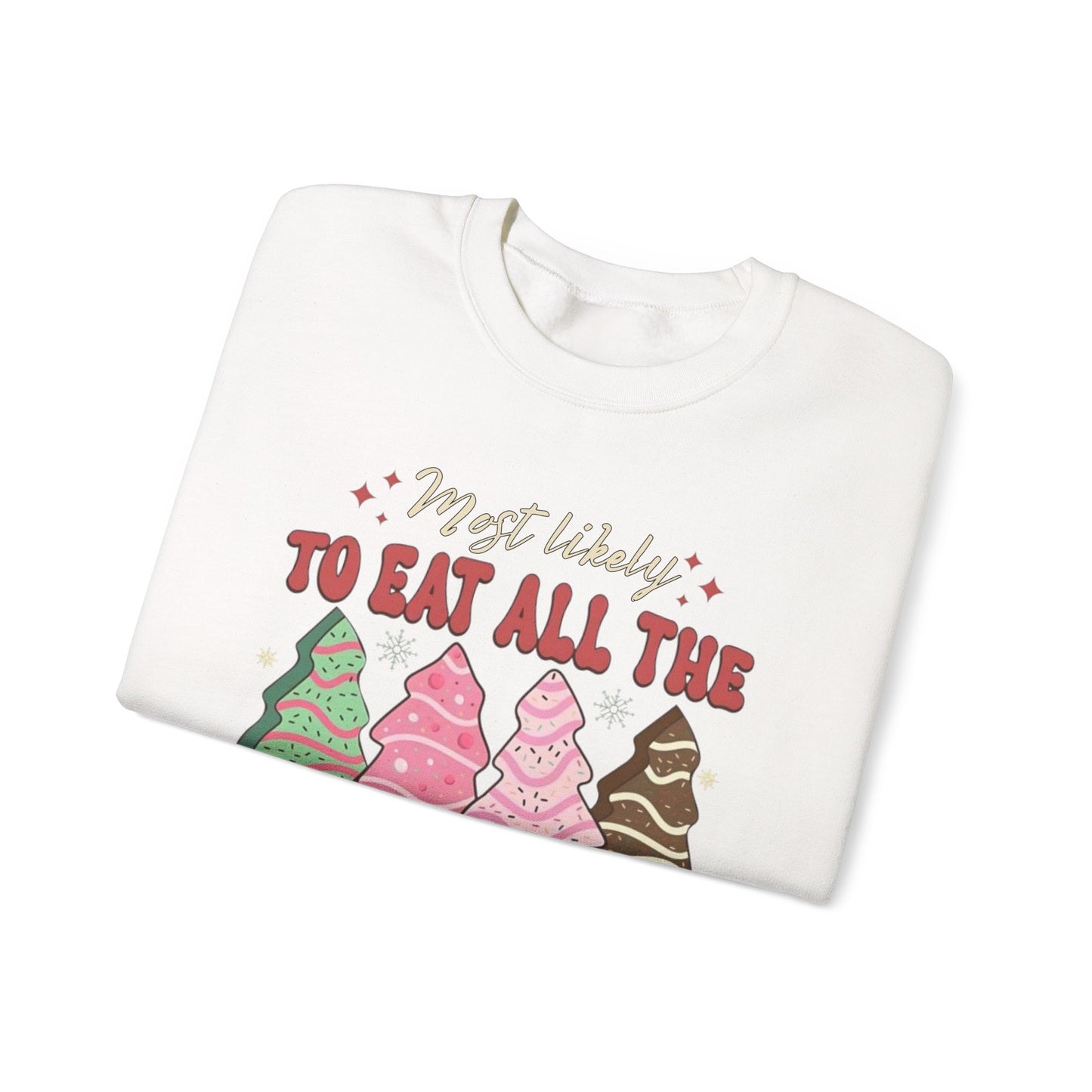 🎄🍰 Most Likely to Eat All the Christmas Tree Cake Sweatshirt – Fun Holiday Dessert Lover Gift