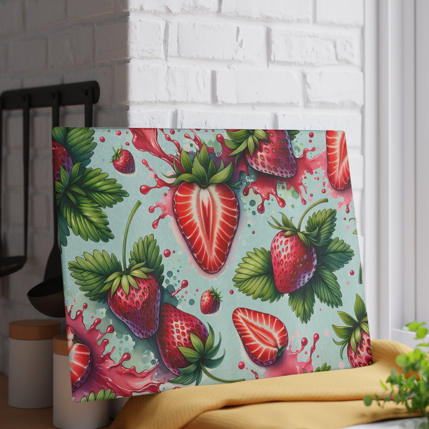 Tabla de cortar Strawberry Splash: estilo de cocina atrevido y jugoso