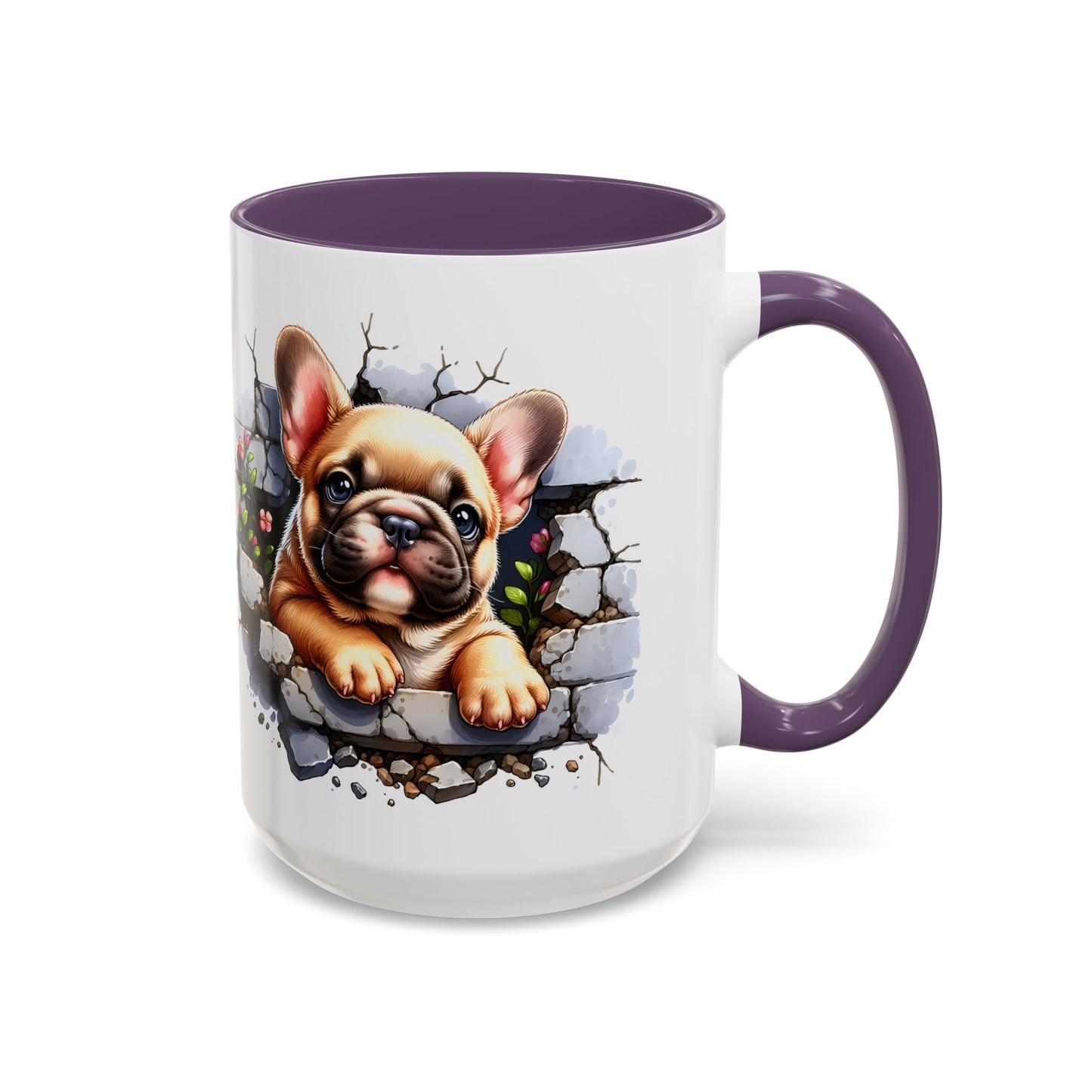🐾☕ Tan French Bulldog Puppy Accent Mug – Sweet Peek-Through Pup Design ✨