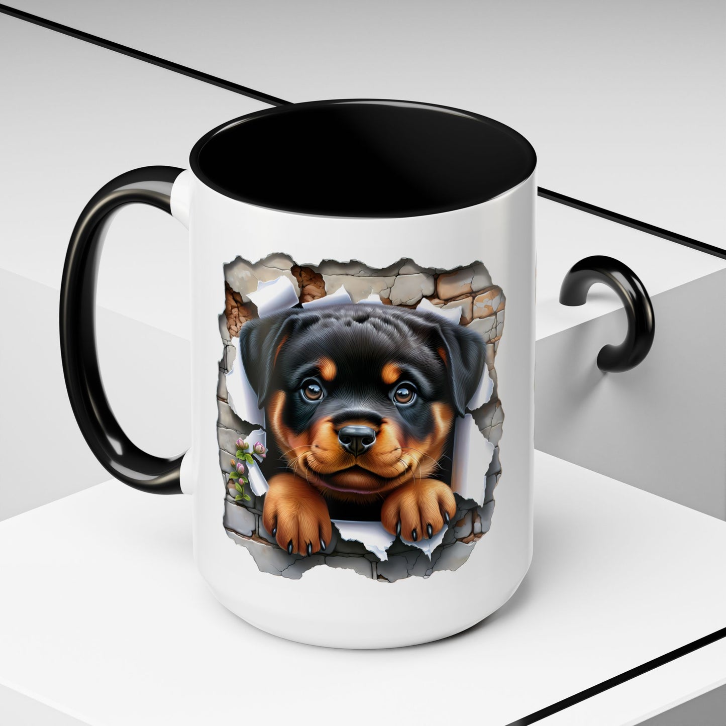 🐾☕ Rottweiler Puppy Accent Mug – Sweet Breakthrough Pup Design ✨