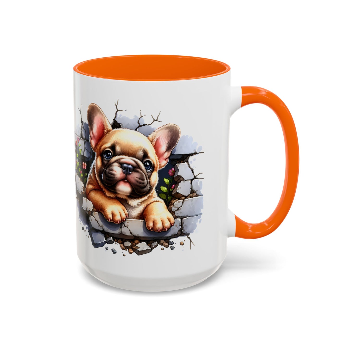🐾☕ Tan French Bulldog Puppy Accent Mug – Sweet Peek-Through Pup Design ✨