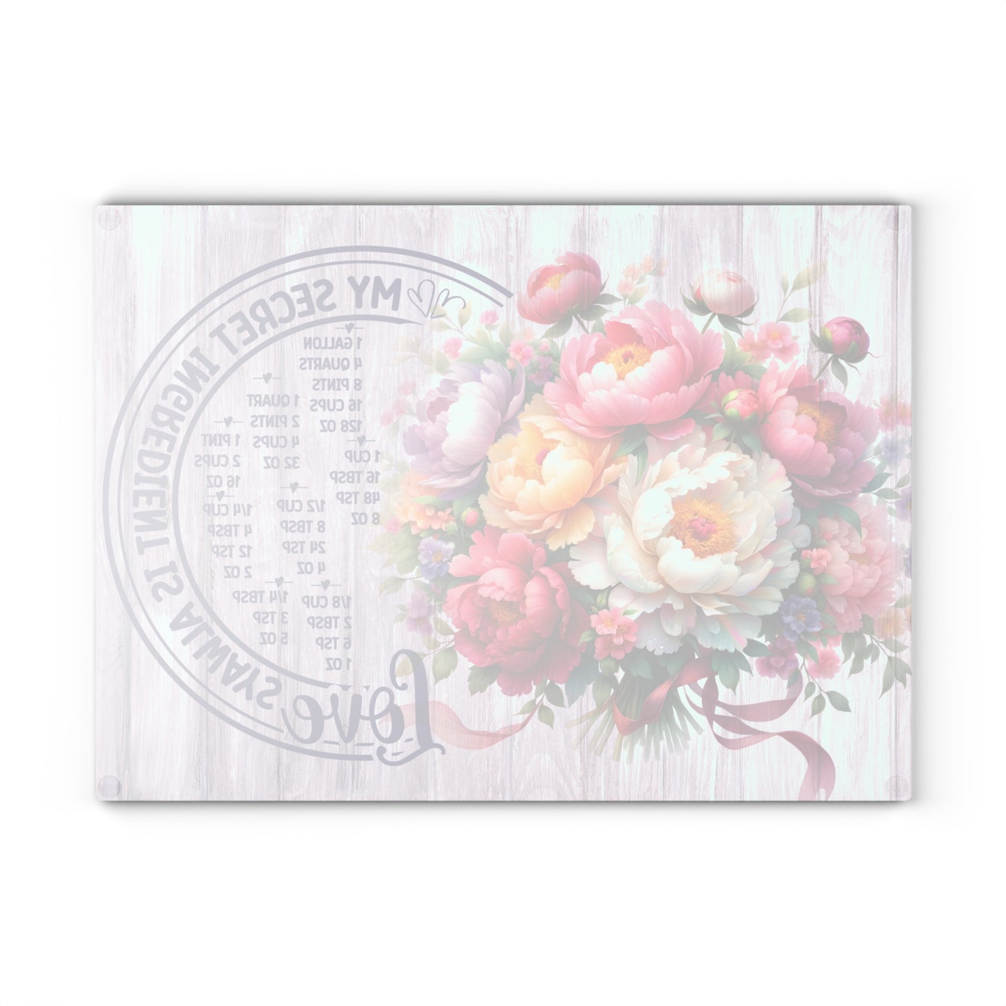 My Secret Ingredient Is Always Love Glass Cutting Board – Floral Kitchen Conversion Chart
