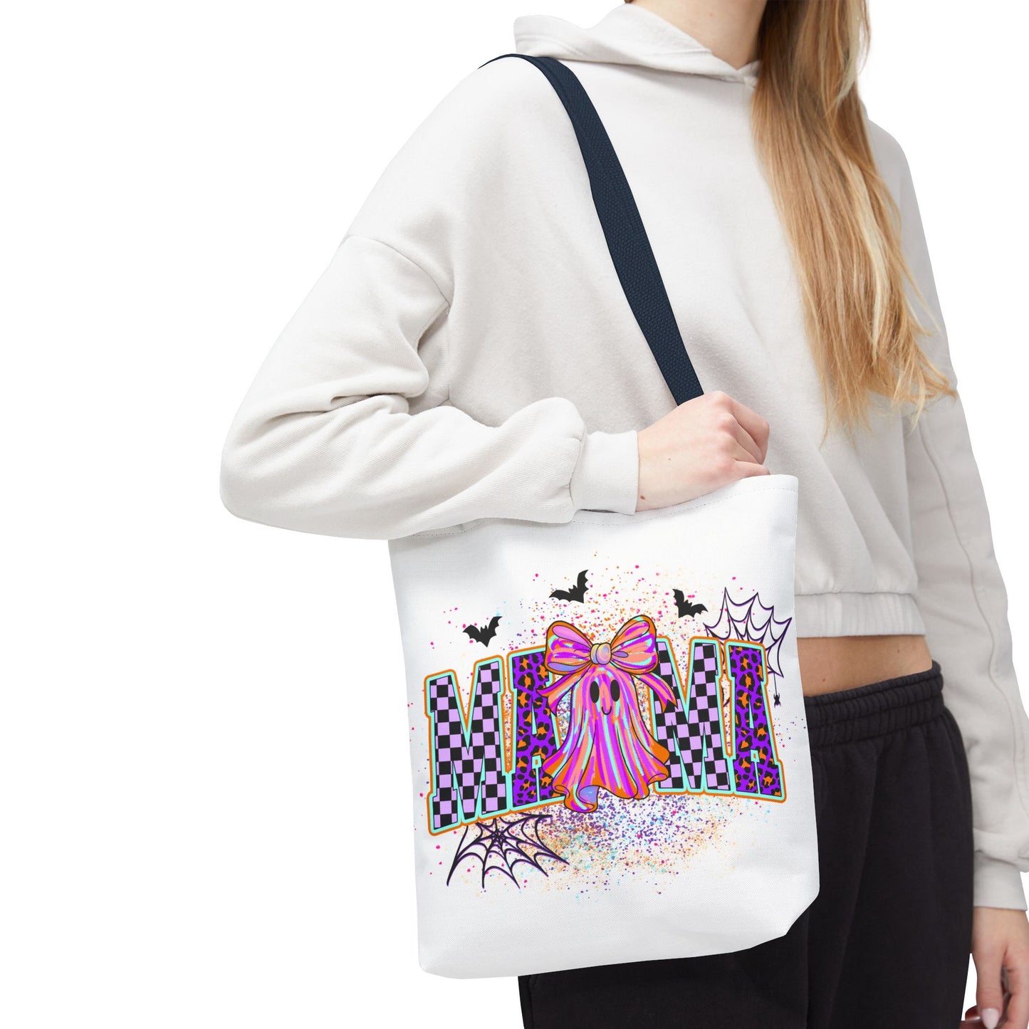 🎃 Colorful Mama Ghost Halloween Tote Bag – Spooky Fun with a Pop of Color 👻👜